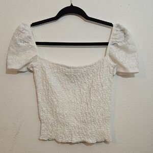 Express Smocked Top White XS